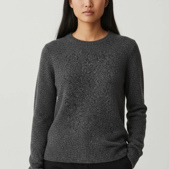 CLUB MONACO women’s grey wool Crewneck sweater size large warm shirt fuzzy top - Picture 2 of 10